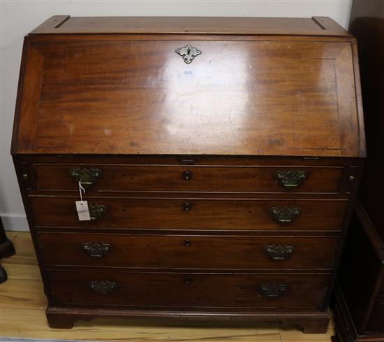 A George III mahogany bureau, W.102cm
